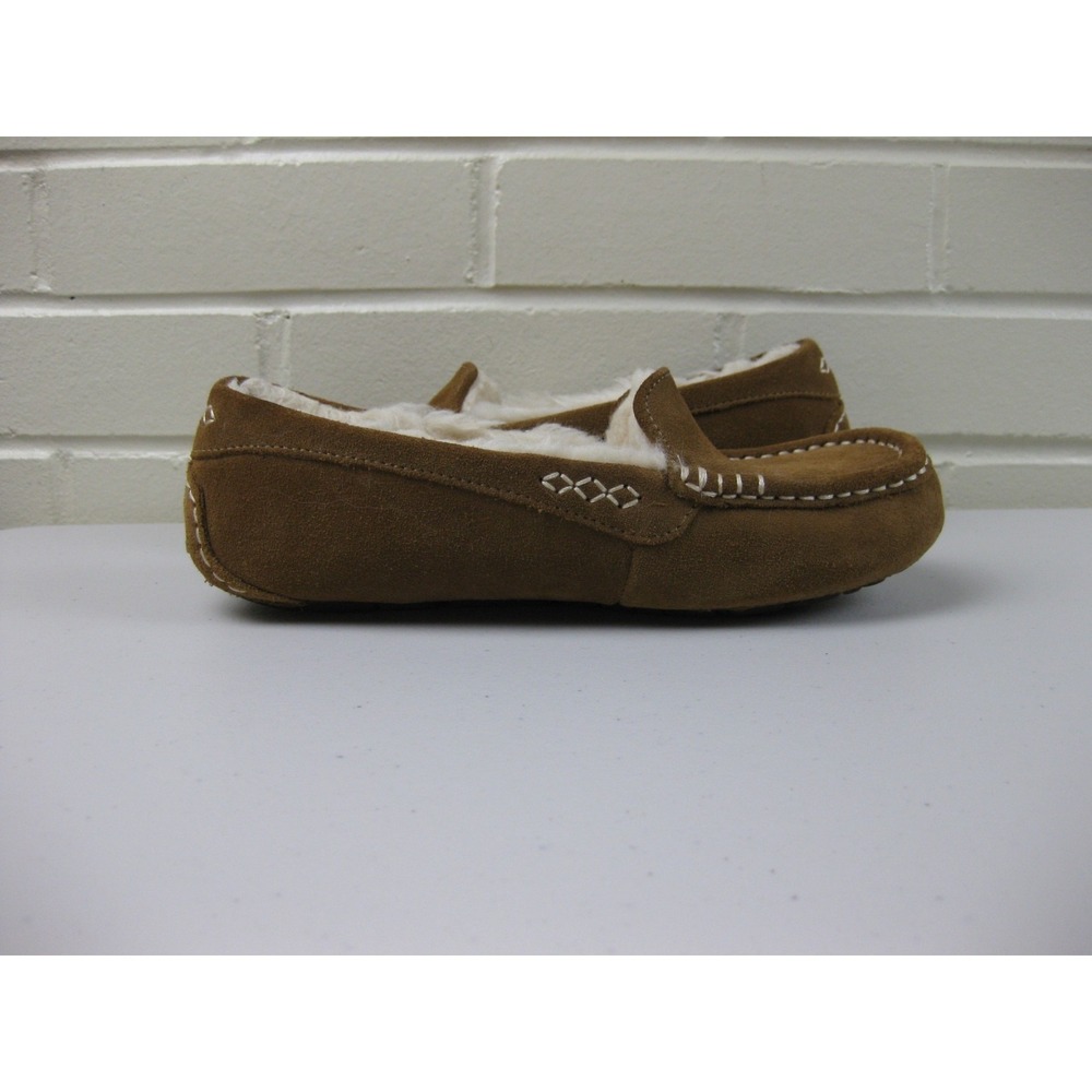 UGG Suede Ansley Shearling Slippers Womens (6) Driving Moccasin Y2K Brown - Picture 8 of 13
